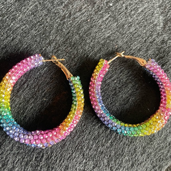 Rainbow sparkle, diamond cubic, zirconia, earrings, new, and gift box - Picture 5 of 6